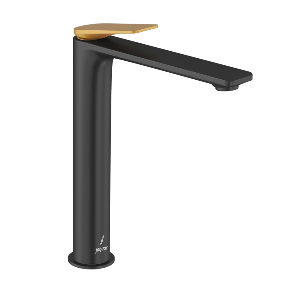 Picture of Miscelatore monocomando alto per lavabo - Leva: Oro opaco PVD | Corpo: Nero opaco