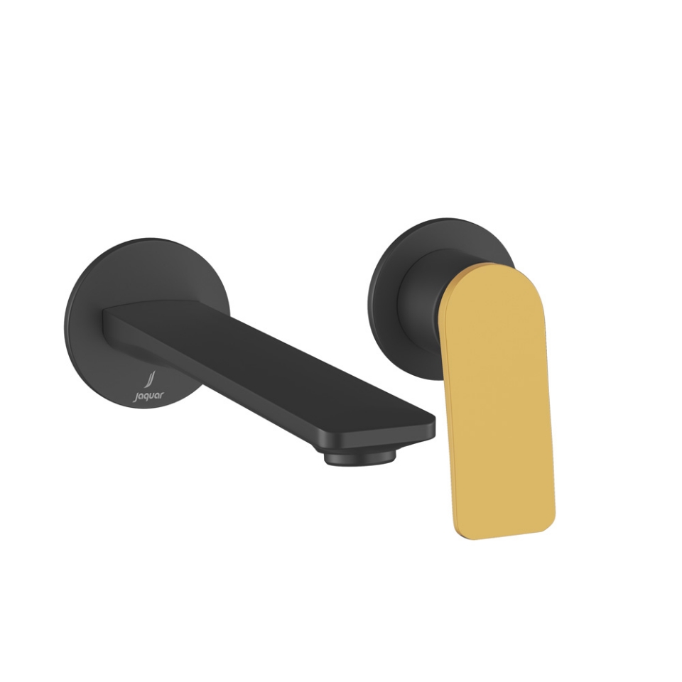 Picture of Parti esterne per miscelatore lavabo a parete - Leva: Oro opaco PVD | Corpo: Nero opaco