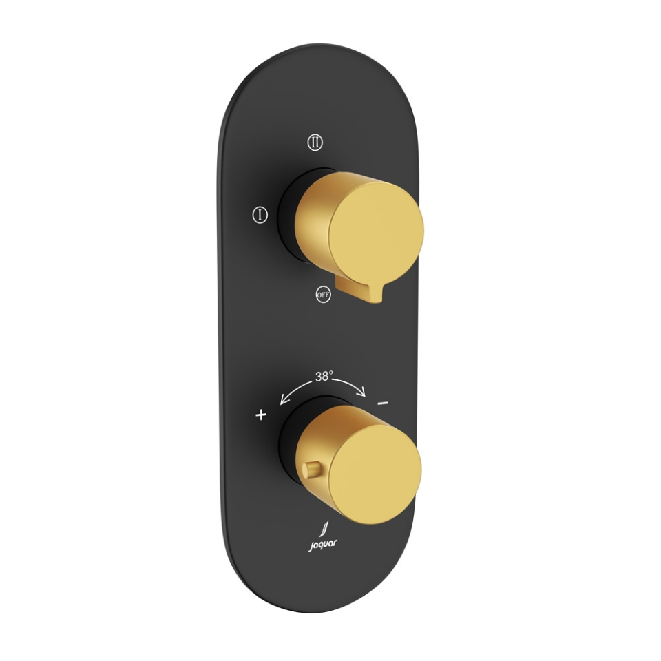 Picture of Miscelatore doccia termostatico Aquamax con deviatore a 3 vie - Leva: Oro opaco PVD | Corpo: Nero opaco