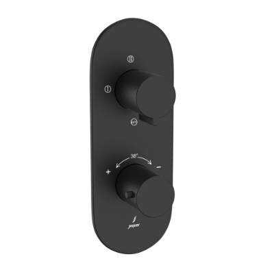 Immagine di Miscelatore doccia termostatico Aquamax con deviatore a 3 vie - Nero opaco