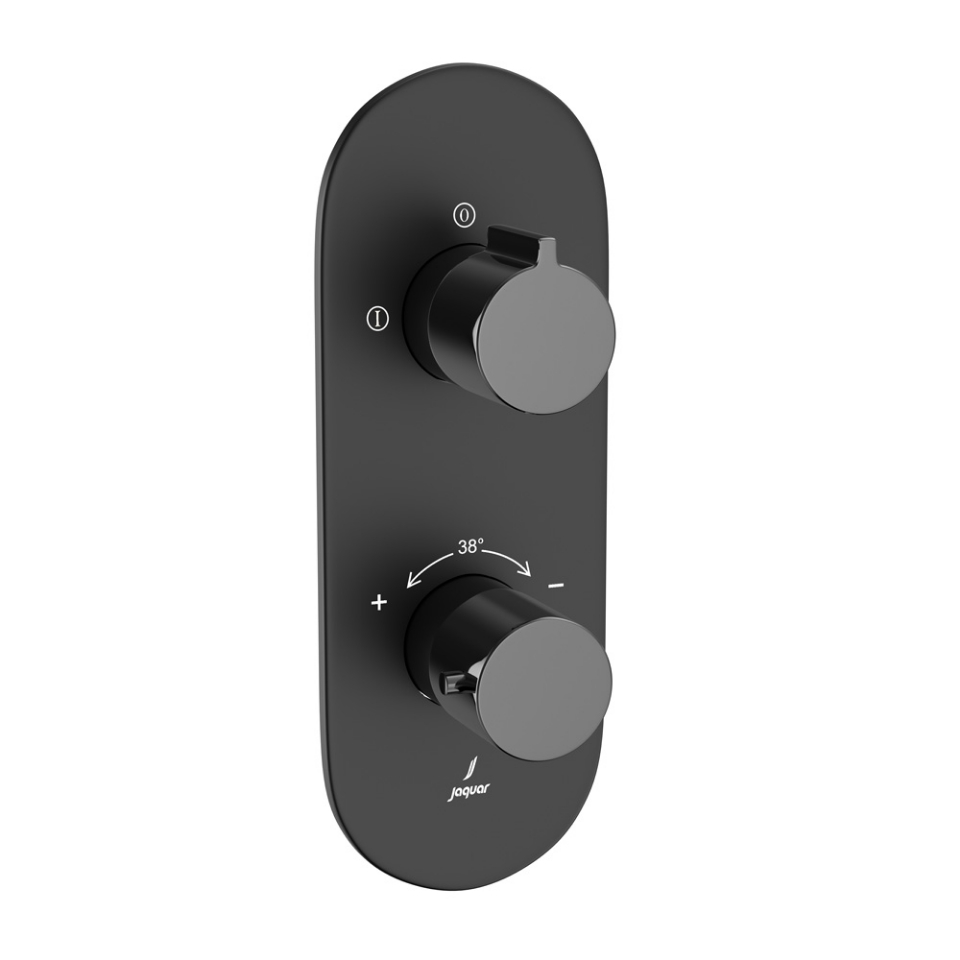 Picture of Miscelatore doccia termostatico Aquamax con deviatore a 2 vie - Leva: Cromo nero | Corpo: Nero opaco