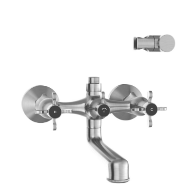 Immagine di Miscelatore vasca esterno con deviatore - Acciaio inox