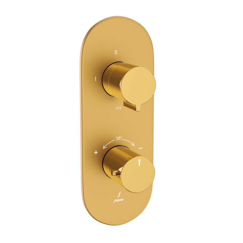 Picture of Miscelatore doccia termostatico Aquamax con deviatore a 3 vie - Leva: Oro lucido PVD | Corpo: Oro opaco PVD
