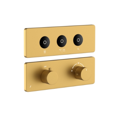Immagine di Kit parte esposta del sistema doccia Cloud Touch con 3 uscite - Oro opaco PVD