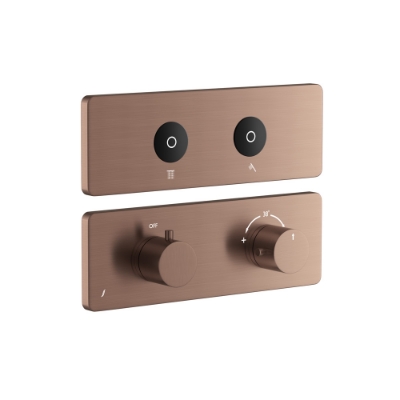 Immagine di Kit parte esposta del sistema doccia Cloud Touch con 2 uscite - Oro cipria PVD